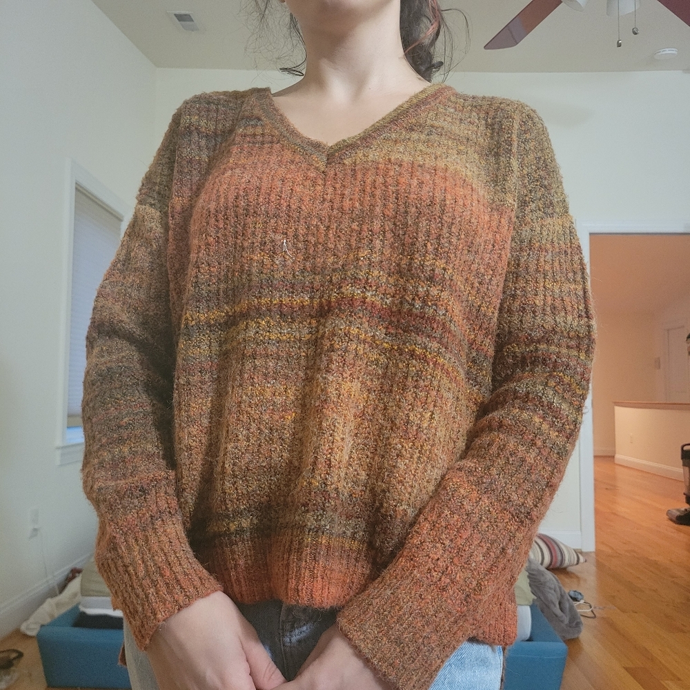 Christian Siriano Retro Orange & Gold Wool Sweater